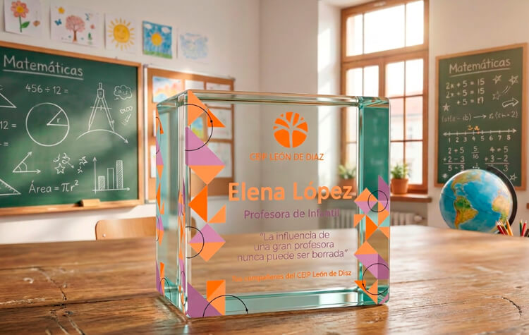Placa de cristal personalizada para profesores